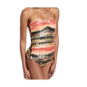 Sold Out Carmen Marc Valvo One Piece Swimsuit, size 8 Gold Metallic Women